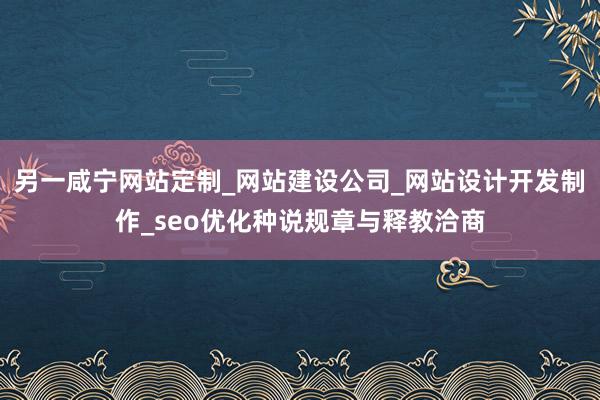 另一咸宁网站定制_网站建设公司_网站设计开发制作_seo优化种说规章与释教洽商